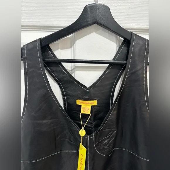 Catherine Malandrino Leather ScoopNeck Mini Dress Size:6